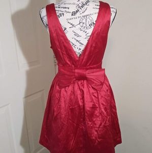 Red Satin Bow Back A-Line Mini Dress